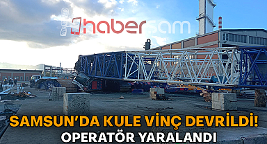 Samsun'da Kule Vinç Devrildi! 1 Yaralı