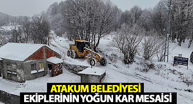 Atakum Belediyesi Ekiplerinin Yoğun Kar Mesaisi