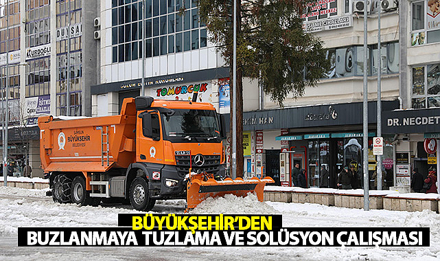 Büyükşehir’den Buzlanmaya Tuzlama ve Solüsyon Çalışması