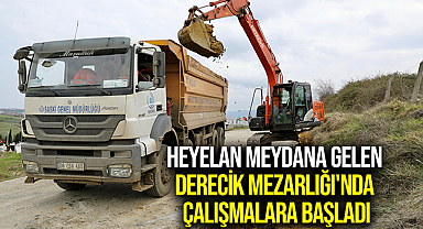 Heyelan Meydana Gelen Derecik Mezarlığı'nda Çalışmalar Başladı