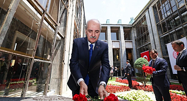 Kurtulmuş, Meclis'te bombalanan alanlara karanfil bıraktı