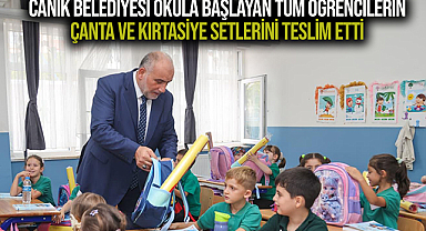 Canik Belediyesi Okula Başlayan Tüm Öğrencilerin Çanta ve Kırtasiye Setlerini Teslim Etti