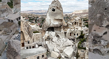Kapadokya’da bir peribacası çöktü
