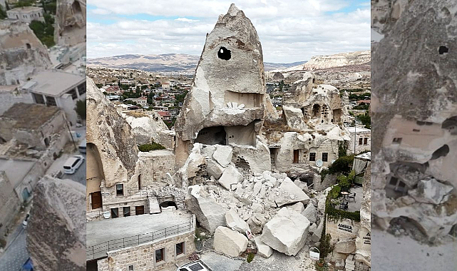Kapadokya’da bir peribacası çöktü