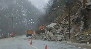 Gümüşhane-Giresun yolunda iki farklı noktada heyelan