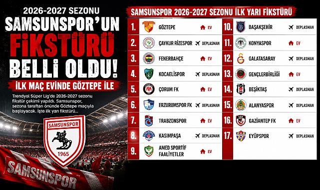 Samsunspor'un 2026-2027 Sezonu İlk Yarı Fikstürü Belli Oldu