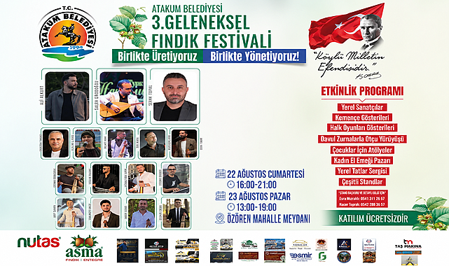 Atakum’da Geleneksel Fındık Festivali Başlıyor