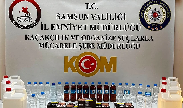 İlkadım’da Sahte Alkol ve Makaron Ele Geçirildi
